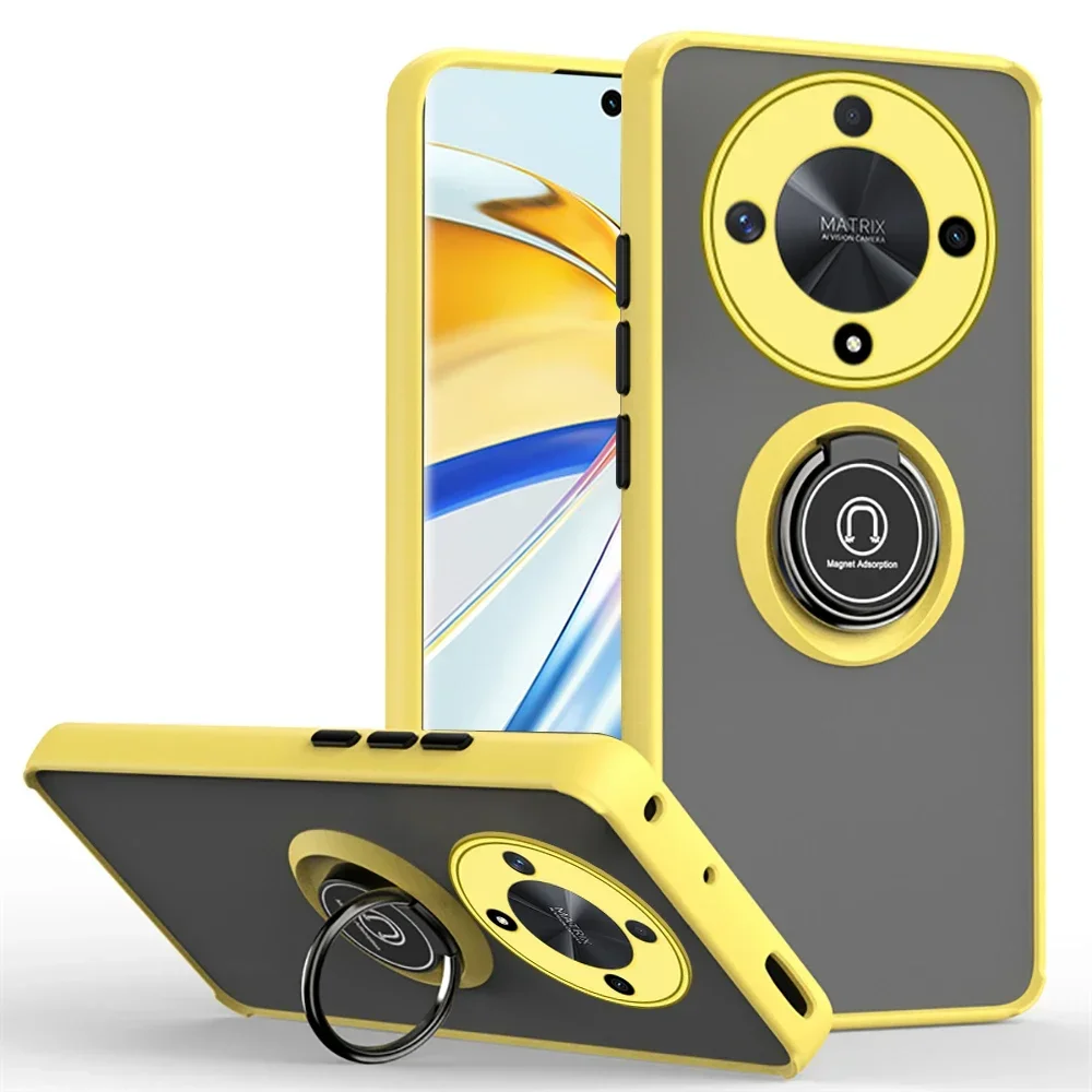 (amarillo, Honor Magic4 Lite) Funda Protectora Magnética Mate Para Coche, A Prueba De Golpes Y Caídas, Carcasa Dura Y Duradera.
