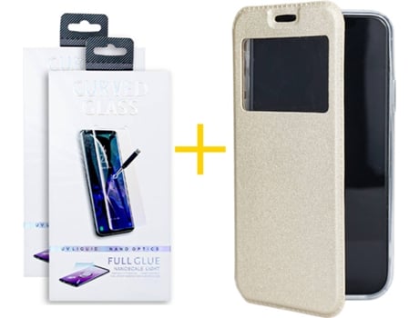 Carcasa + 2 Protectores de Pantalla para Samsung Galaxy S22 Plus 5G SKYHE Dorado