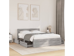 Cama Con Cabecero Madera De Ingeniería Gris Sonoma 120x200 Cm
