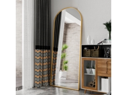 Espejo de cuerpo entero Rosahqnda 180x80cm, espejo de mesa curvo, espejo grande de cuerpo entero, espejo de pared, espejo de suelo y de mesa, dorado