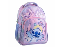 Mochila escolar con puntadas moradas