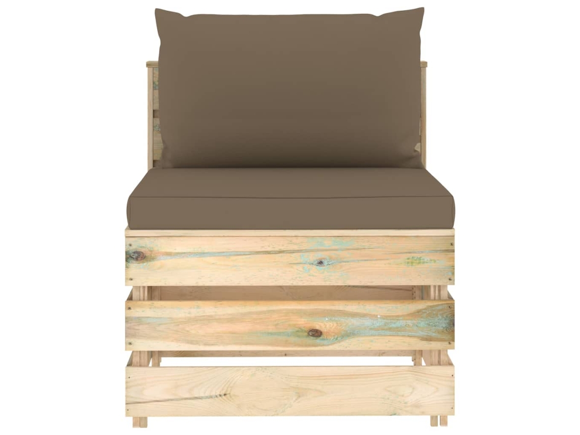 Maison Exclusive - Sofá Central Seccional Con Cojines Madera Impregnada Gris