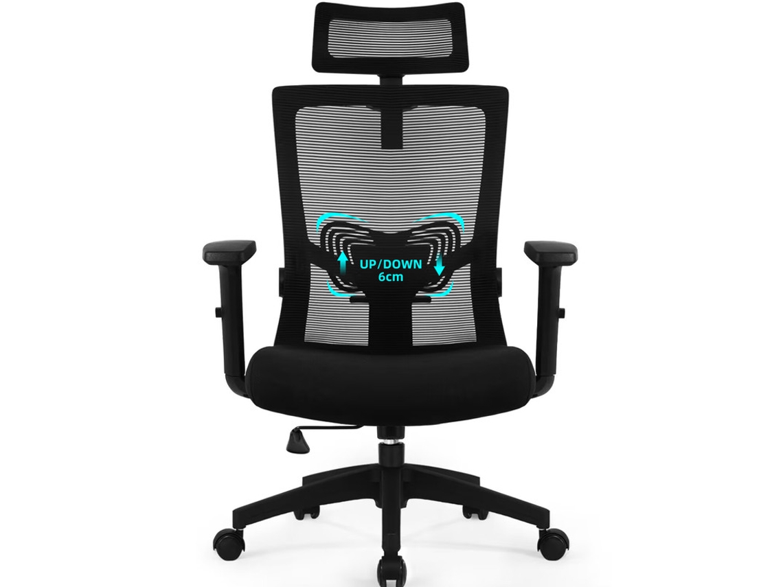 Silla de Oficina Ergonómica MIHAPPY Respaldo 90°–135°, reposabrazos ajustables 10 cm, reposacabezas 0°–120°, capacidad 155 kg