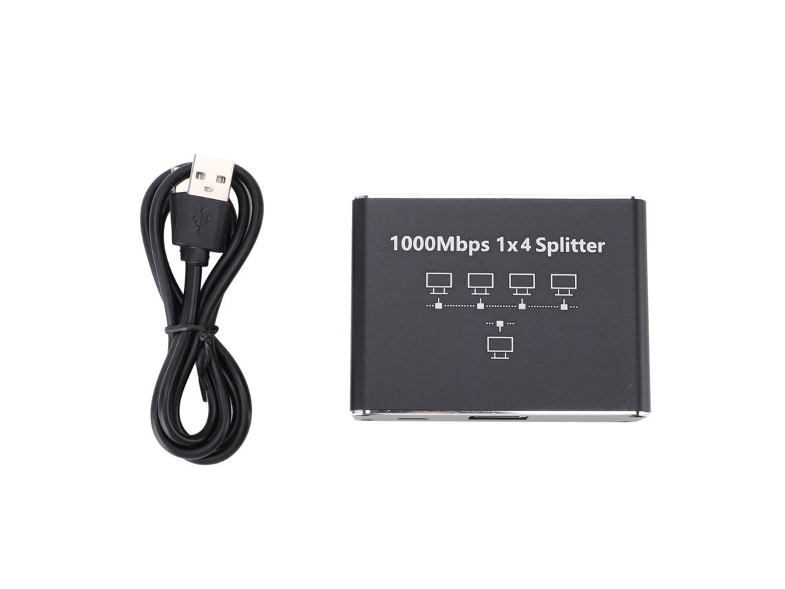 Divisor RJ45 con cable USB 1000Mbps Gigabit Ethernet 1 a 4 para PC, TV, consola