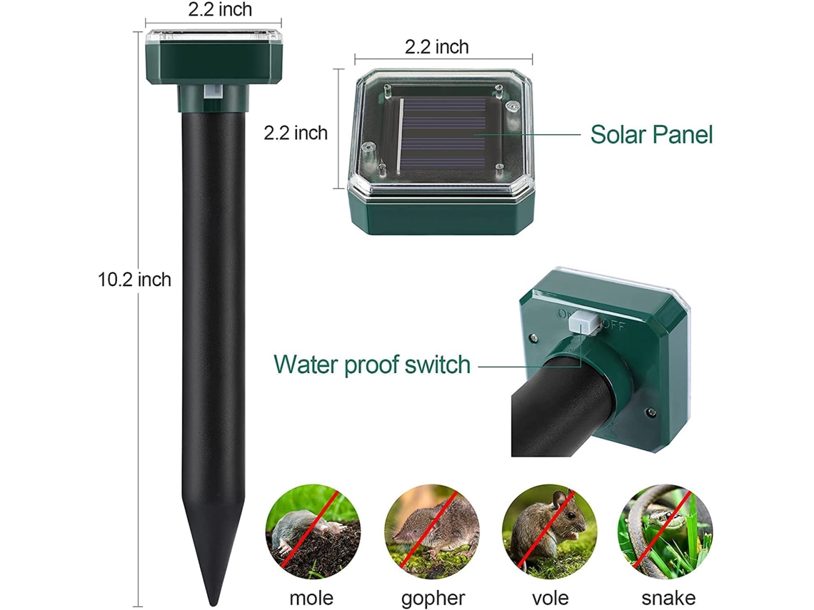 Repelente subterráneo de plagas de 26 cm (10,2 pulgadas), resistente al agua, para topos, serpientes y ratas.