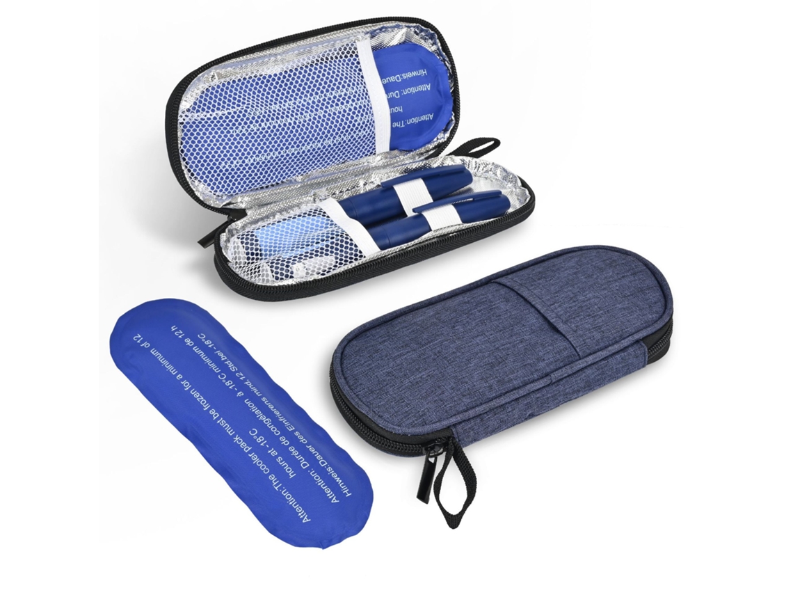 Estuche refrigerado para insulina, 2 bolsas de hielo. Ideal para viajes y uso diario. Color azul real. Hexinyigjly