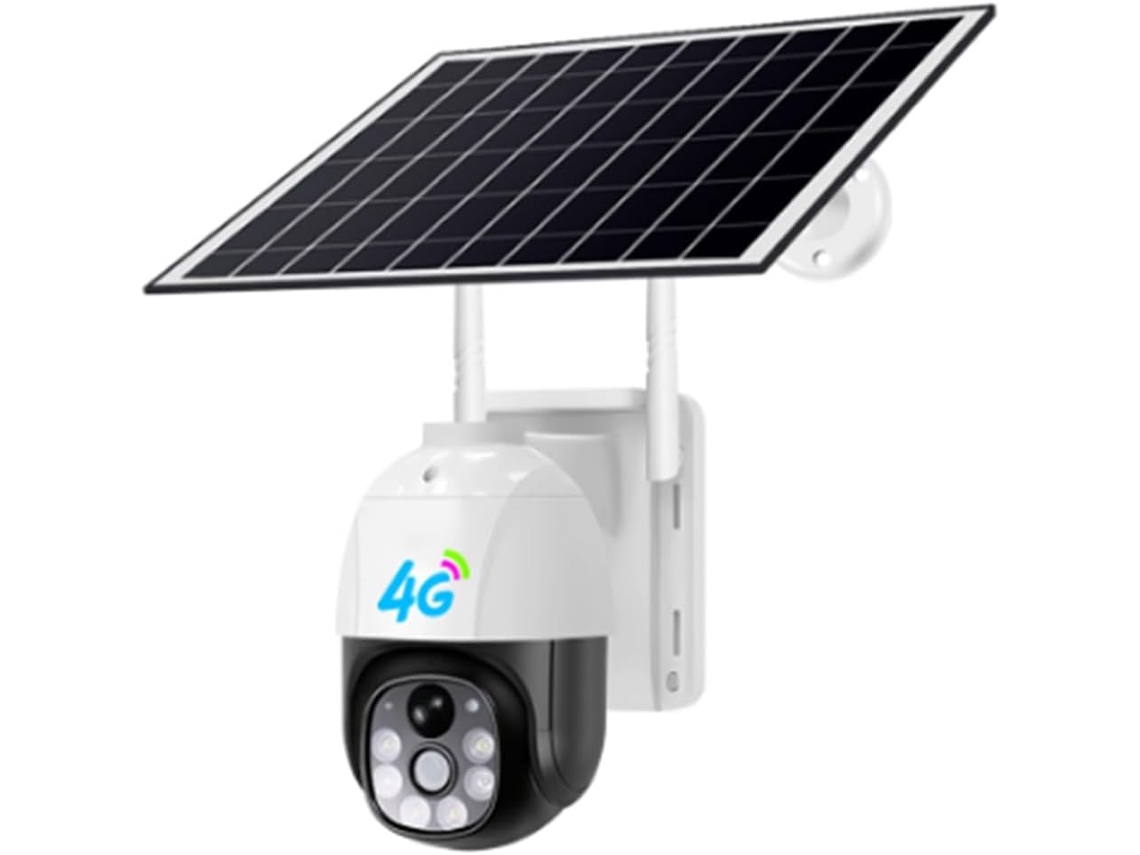 1 Sistema De Cámara De Seguridad Solar Para Exteriores De 2 Mp, 4g, Color Blanco, Abs.