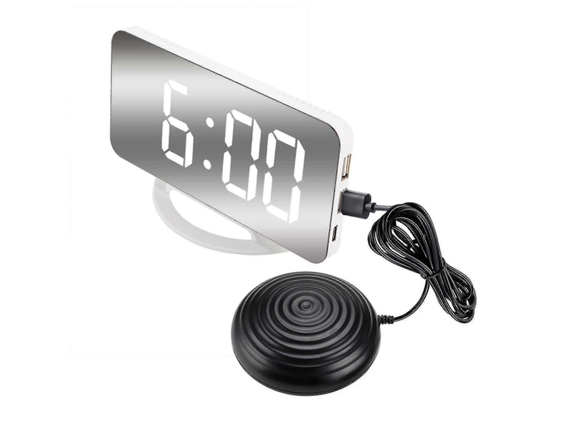 Despertador vibratorio de alta calidad para personas con sueño profundo y adultos con pérdida auditiva. Reloj digital con espejo y vibrador de cama 2024.