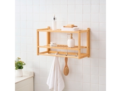 Estantería de pared Thyborøn con toallero y ganchos bambú 30 x 55 x 23 cm - Natural [EN.CASA]