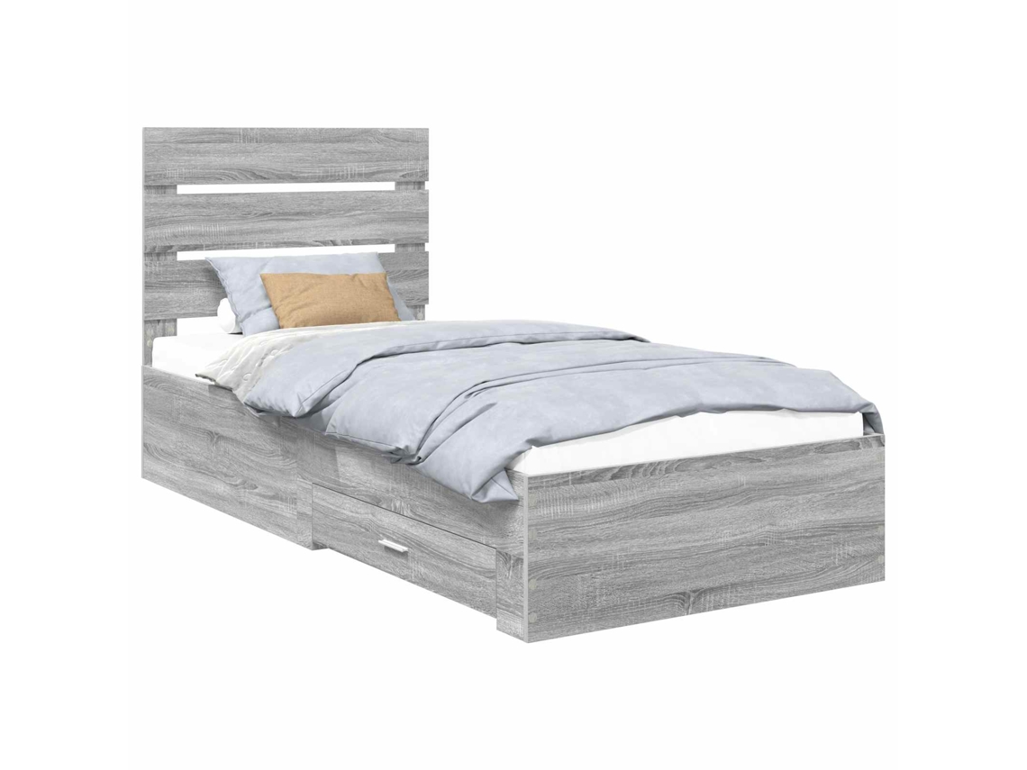 Maison Exclusive - Estructura De Cama Con Cajón Gris Sonoma 100 X 200 Cm