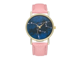 Reloj De Pulsera Unisex De Cuarzo Con Correa De Piel Sintética Con Estampado De Universo Rosa Zhoulianfa