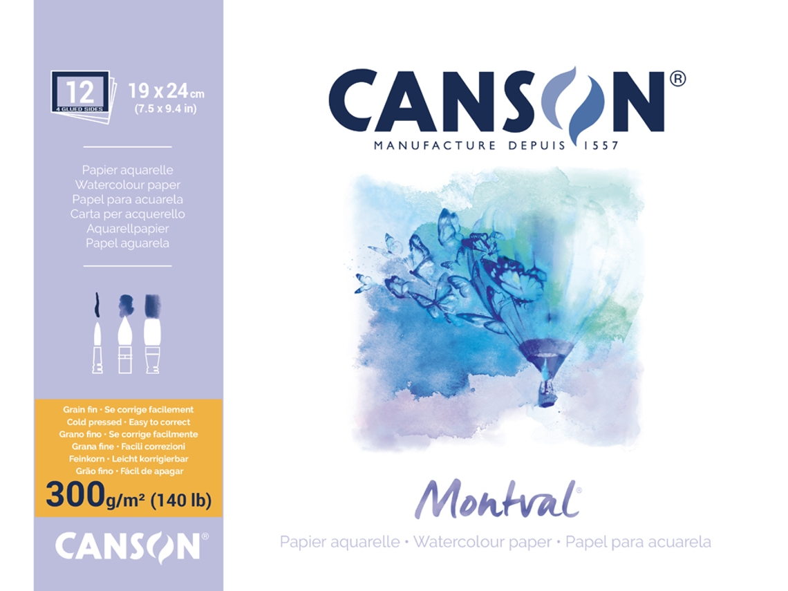 Bloco de Acuarela CANSON Montval 400 X 500 Mm 12 Hojas