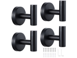 Ganchos De Toalla 4 Piezas Acero Inoxidable 304 Negro Resistente Al Agua Para Baño Cocina Armario