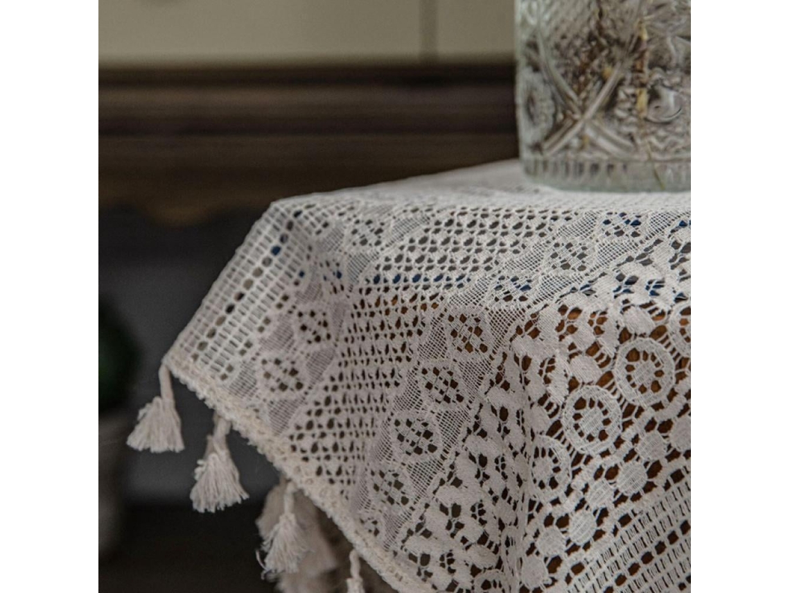 Cortina De Encaje De Ganchillo (beige)