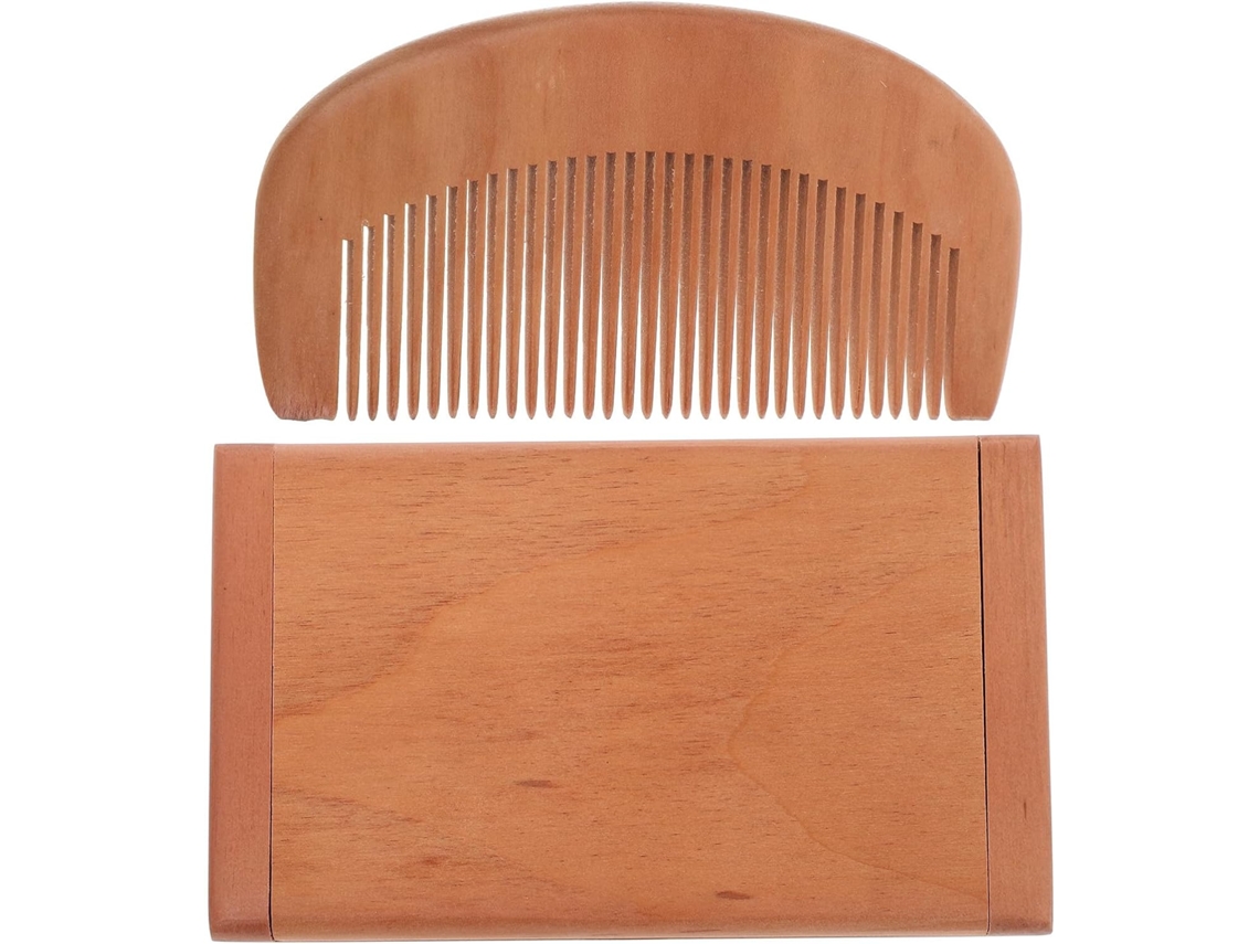 Espejo De Maquillaje Plegable De Madera Compacto Con Peine, Espejo De Bolsillo Pequeño