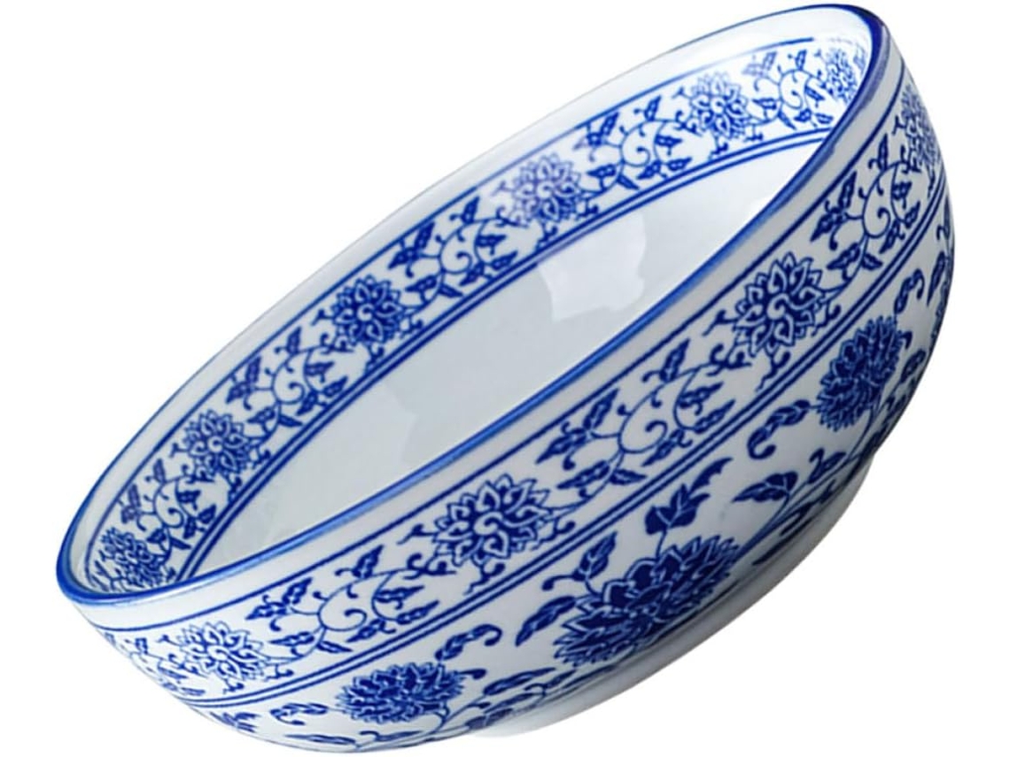 Ramen Cerámica Blanca Vajilla Delicada Estilo Chino Bufés Doméstico Bol Azul Uso