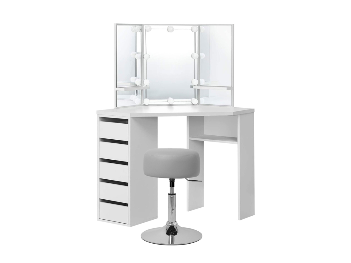 Tocador Espejo Escritorio Maquillaje Comoda Led ML-DESIGN Gris (110x141.5x54)