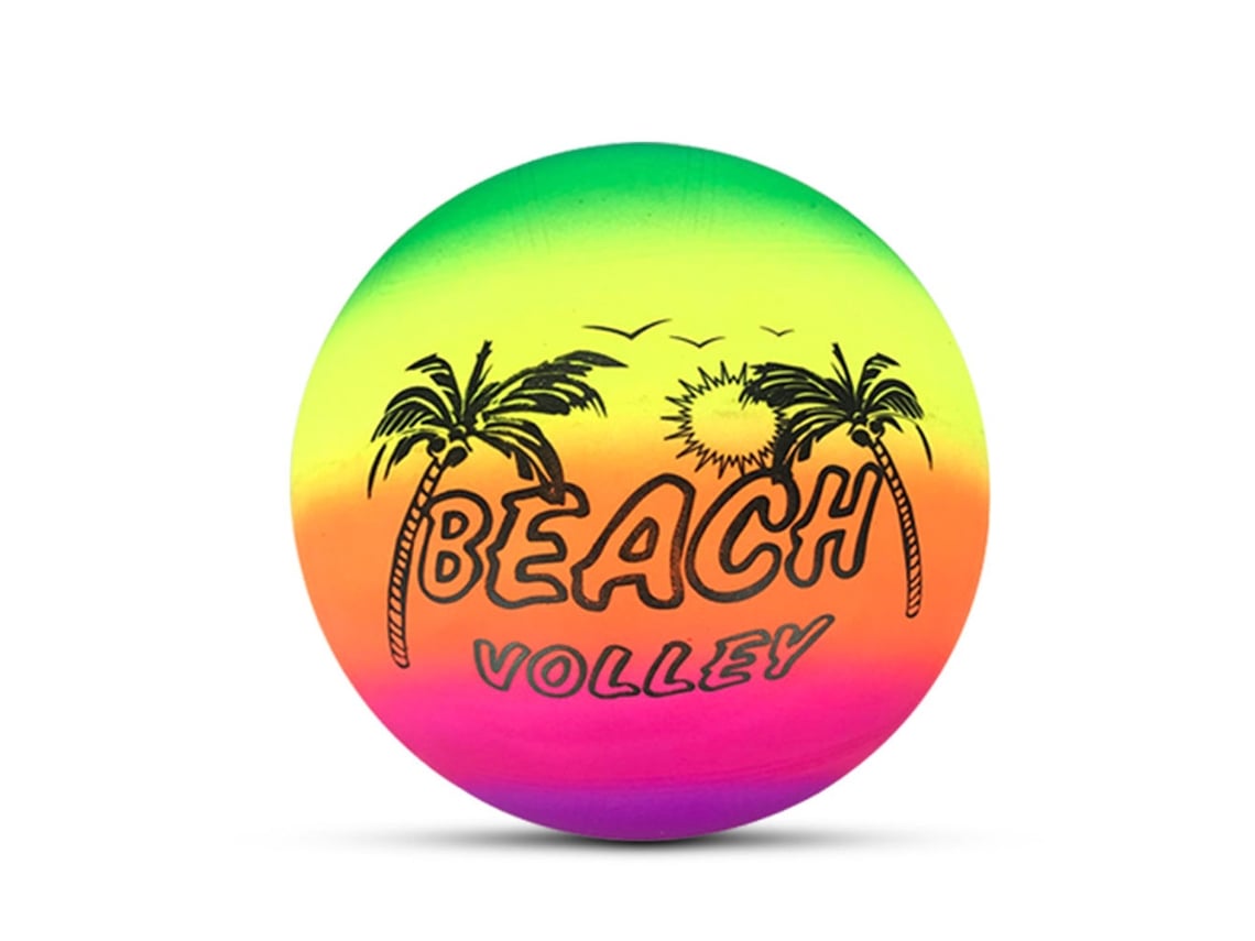 Bola de praia inflável Rebe com estampa de arco-íris para crianças, macia, ideal para piscina, jardim e esportes ao ar livre.