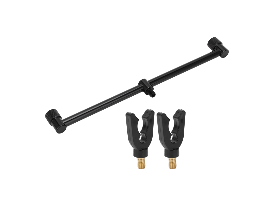 Soporte Para Caña De Pescar De Aleación De Aluminio Negro Con 2 Cabezales Ajustables, 30 Cm, Accesorio Para Pesca En Aguas Profundas.