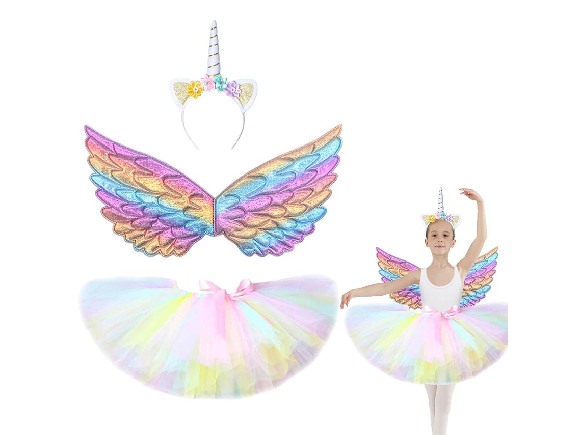 Conjunto De Disfraz De Princesa Para Niña Con Falda De Tul, Alas Y Tiara Para Fiestas De Navidad, Halloween Y Cosplay.