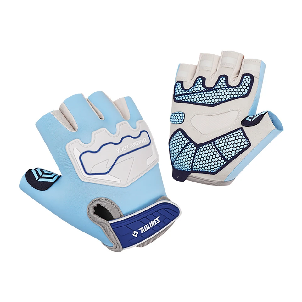 Guantes De Ciclismo Para Niños (azul, Talla S), Sin Dedos, Protección De Seguridad, Unisex.