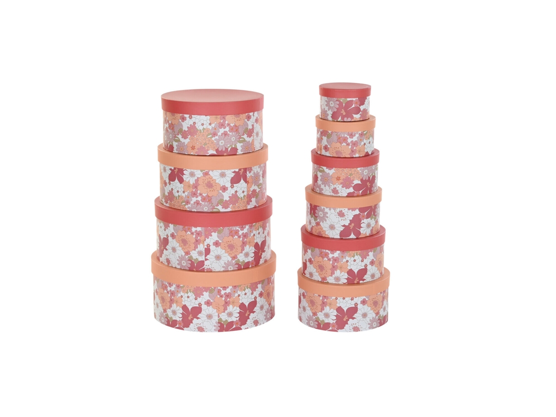 Set 10 Caja Carton Redonda Fucsia 37,5x37,5x18cm