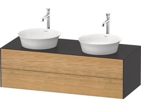 DURAVIT Tulip blanco, mueble de baño colgado en la pared, ancho 1300 x profundidad 550mm, con 2 cajones, con tecnología tip-on, WT4988B