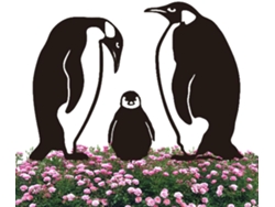 Jardín De Arte Con Pingüinos De Metal Negro, Estacas Rústicas Horizontales Para Una Familia De Pingüinos, Decoración
