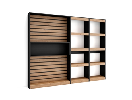 Librería estantería 230x186x25cm Salón Comedor Oficina Con Almacenaje Roble y negro