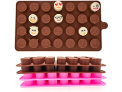 Juego JEIIBRZUI de 2 moldes de chocolate en colores emoticones: café marrón y rosa