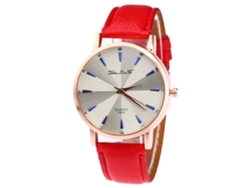 Reloj De Pulsera Unisex Informal Con Correa De Piel Sintética Y Movimiento De Cuarzo Rojo.