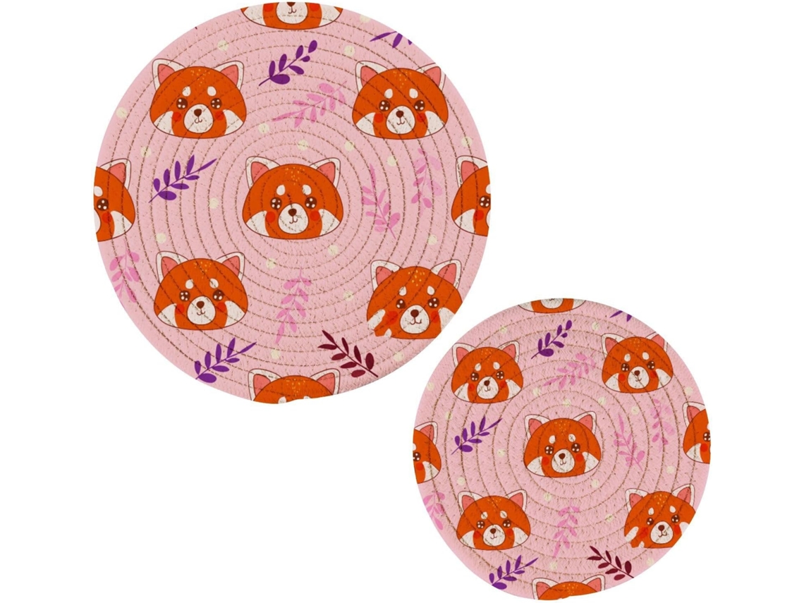 Juego de 2 agarraderas de algodón con forma de mapache.