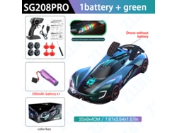 Mini coche RC Sg208pro 124 4x4 2,4 g con luces de color degradado, alta velocidad, todoterreno, derrape, verde
