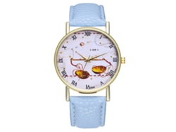 Reloj De Pulsera Unisex Con Correa De Piel Sintética Con Estampado Libra En Azul Claro.