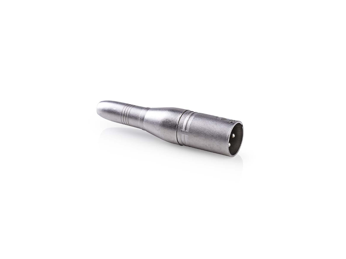 Adaptador XLR XLR macho de 3 pines Hembra de 6,35 mm Niquelado Recto Metales Plata 10 uds. Caja NEDIS