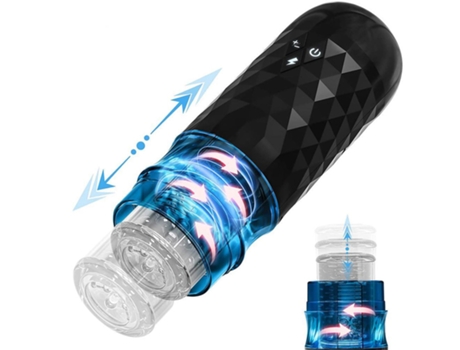 Masturbador de silicona con rotación telescópica automática para hombre (negro) ENZONS