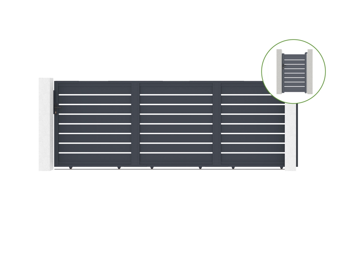 Pack Puerta corredera CASANOOV Vogel - Gris - Aluminio - 450 cm x 160 cm + Puerta VOGEL H160 Gris