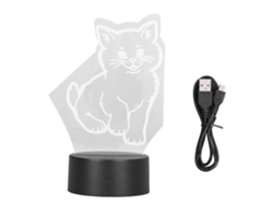 Rebe-lámpara Gatito 3d Led Color Ajustable Luz Suave Caliente Usb/batería Noche Niñas Segura Durable Fácil Uso