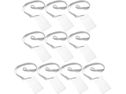 Juego De 10 Portatarjetas Con Cordones De Poliéster Gris, Fundas De Pvc Transparente, Protección