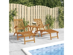 Tumbona | Silla De Jardín Con Reposapiés Y Mesita Madera Maciza De Acacia