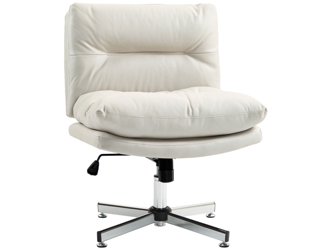 Silla De Oficina Sin Brazos Con Altura Ajustable Función De Basculante Base Cruzada Y Asiento Amplio Gris Claro