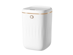 Cubo de basura eléctrico automático sin contacto Baok de 20 litros con sensor, fácil de limpiar, PP, resistente al agua para cocina y baño, blanco y dorado, pilas no incluidas.