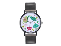 Reloj De Cuarzo Para Hombre Y Mujer Con Correa De Acero Aleado Dial Clásico Casual Negro