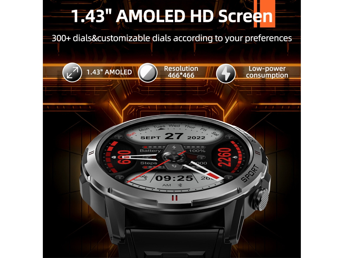 Reloj Inteligente Blue-weofly Explorer Con Pantalla Amoled De 1,43 Pulgadas,asistente De Voz Con Ia,llamadas Bluetooth,ip68,resistente Al Agua