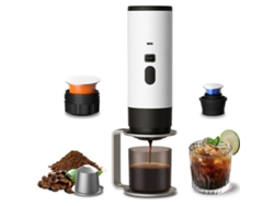 Cafetera portátil de cápsulas pequeñas con soporte, para café en polvo, cápsulas grandes y pequeñas Cuich (blanca)
