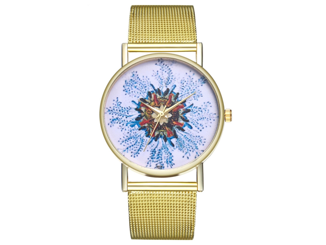 Relógio Vansvar Pulse feminino com numerais romanos, pulseira de couro marrom e fecho em PU.