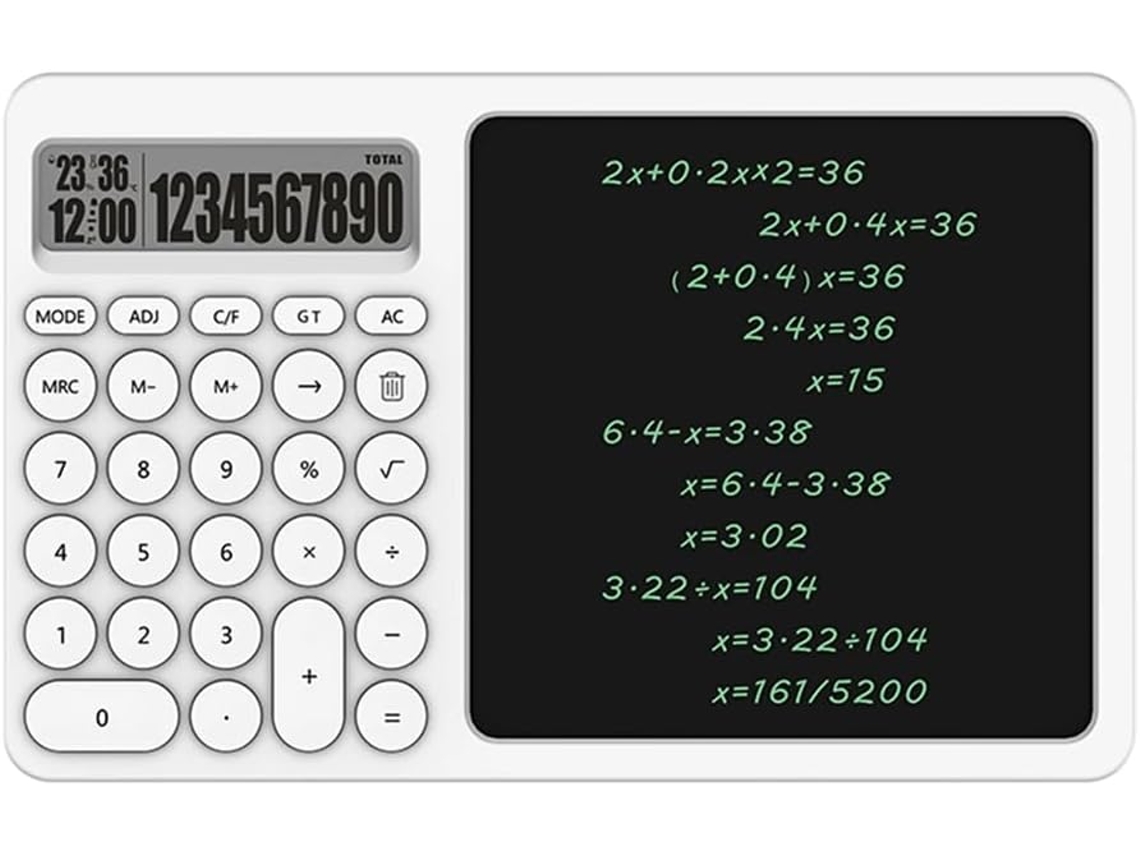 Calculadora De 10 Dígitos Con Pantalla Lcd Y Bloc De Notas Borrable Para Ordenador De Sobremesa.