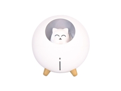 Lámpara De Noche Led Colorida Con Humidificador Usb, Diseño De Mini Gato, Blanca.