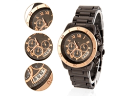 Reloj Analógico De Cuarzo Para Mujer Con Brazalete De Aleación, Regalo De Moda, Negro Y Oro Rosa.