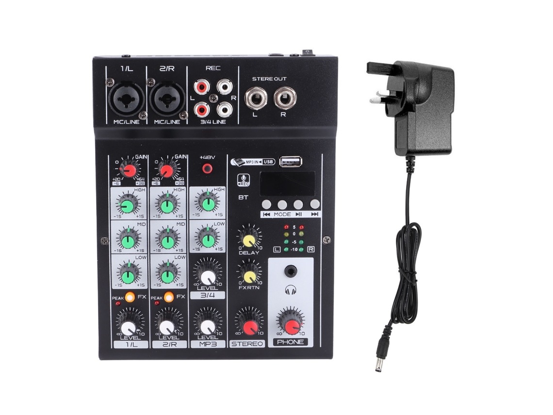 2026-consola Mezcladora Profesional 4 Canales Usb Para Streaming En Vivo Karaoke Con Pantalla 100-240v Plug Uk
